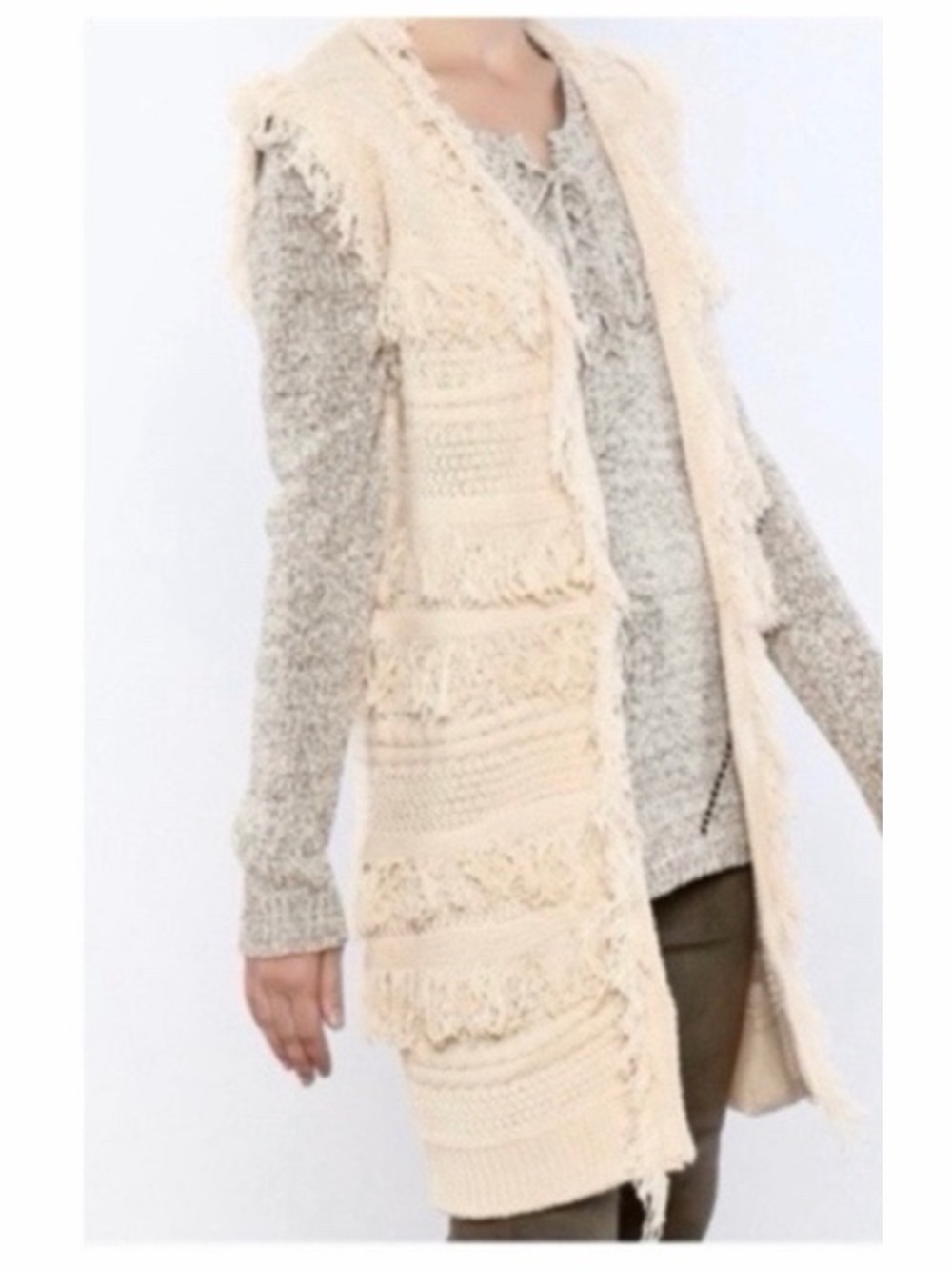 Anthropologie Moon River Knit Fringe‎ Duster Sweater Vest